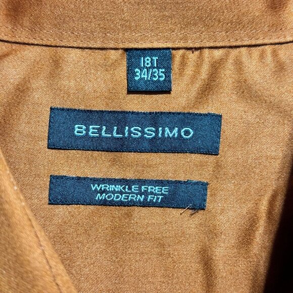 Bellissimo Dress Shirt Long Sleeve Button Up Modern Fit Mens Size 18T - 34/35 - Picture 3 of 10